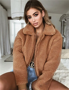 Daily suit OWLPRINCESS Zipper Wool Coat Women  Long Sleeve Winter Woman Coat With Pockets Comfortable Warm Coats Femme