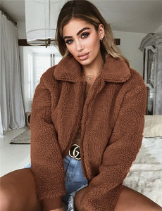 Daily suit OWLPRINCESS Zipper Wool Coat Women  Long Sleeve Winter Woman Coat With Pockets Comfortable Warm Coats Femme