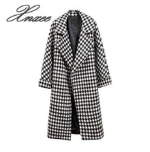 Load image into Gallery viewer, Xnxee2019 Korean version of the new loose houndstooth woolen coat female long section over the knee coat S-3XL